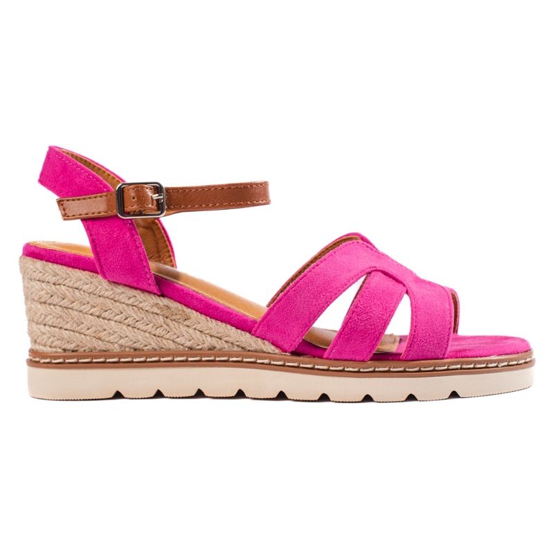 Sandalias cuña mujer rosa rosado
