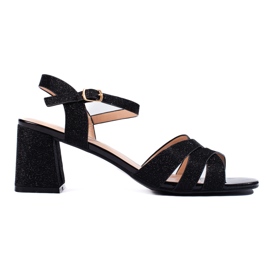 Sandalias mujer brillo negro