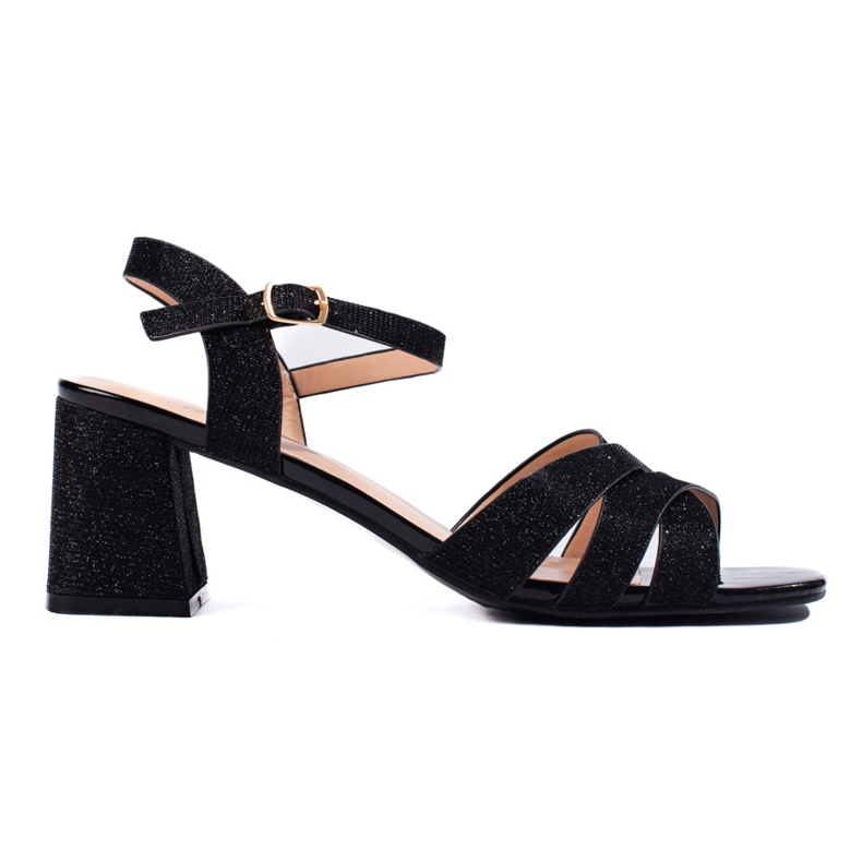 Sandalias mujer brillo negro