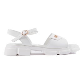 Goodin Sandalias mujer cómodas de piel en color blanco.