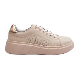 Deportivas Mujer de Piel con Plataforma Beige Gatira