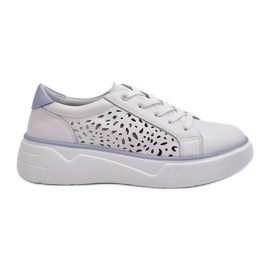 Zapatillas de Mujer Caladas con Plataforma Piel Blanco Peilaeno