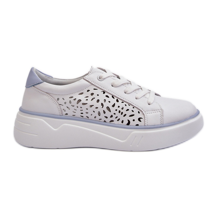 Zapatillas de Mujer Caladas con Plataforma Piel Blanco Peilaeno