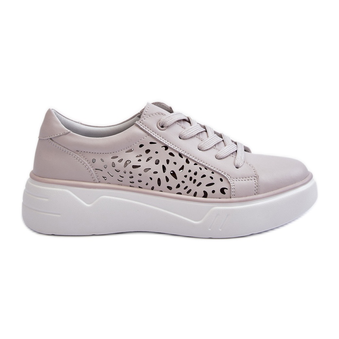 Zapatillas Mujer Caladas con Plataforma Piel Gris Peilaeno