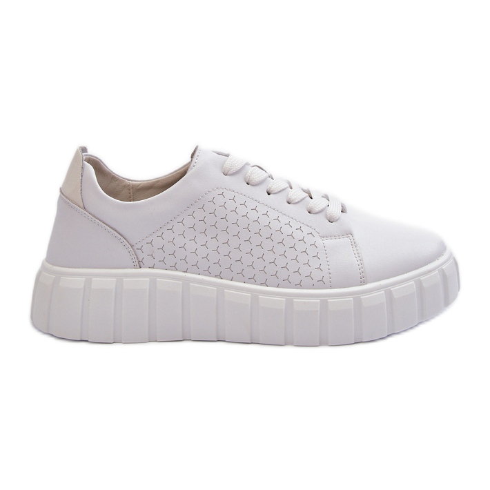 Zapatillas de mujer de piel con plataforma, blanco Eselmarie