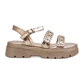 Sandalias Mujer Decoradas Piel Ecológica Oro Arcida dorado