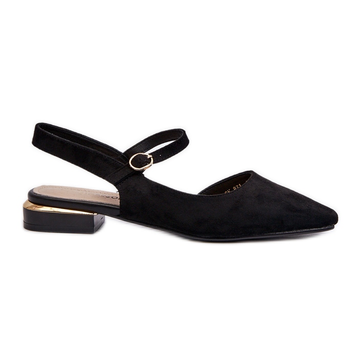 Bailarinas De Mujer Con Tacón Bajo Y Tacón Abierto Sergio Leone SK831 Negro