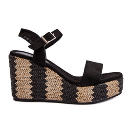 Sandalias De Mujer Con Cuña Y Trenza, Negro Reviala