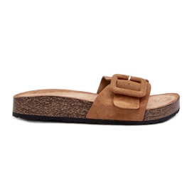 Chanclas Mujer Laeltia Ante Eco Camel Con Hebilla marrón
