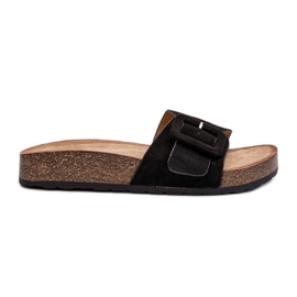 Chanclas de Mujer Con Hebilla Ante Ecológico Negro Laeltia