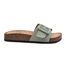 Chanclas de mujer de ante ecológico con hebilla, menta Laeltia verde