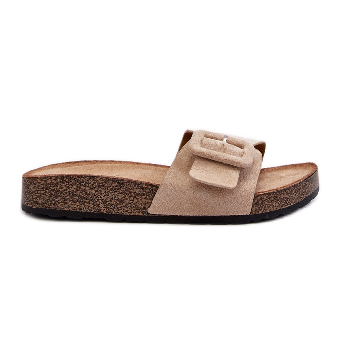Chanclas de Mujer Con Hebilla Ante Ecológico Beige Laeltia