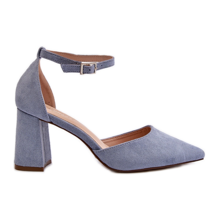 Zapatos de salón de tacón alto con punta en punta, Eco Suede, Blue Halene azul