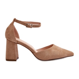 Zapatos De Tacón Alto Con Punta En Punta Ante Ecológico Beige Halene