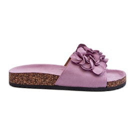 Chanclas de Mujer con Plataforma de Corcho Fabricadas en Ante Ecológico, Morado Jaihini violeta