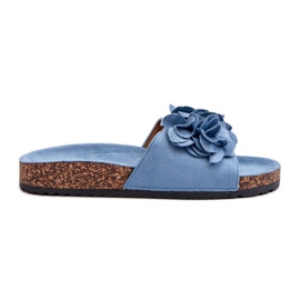 Chanclas de Mujer con Plataforma de Corcho Fabricadas en Ante Ecológico, Azul Jaihini