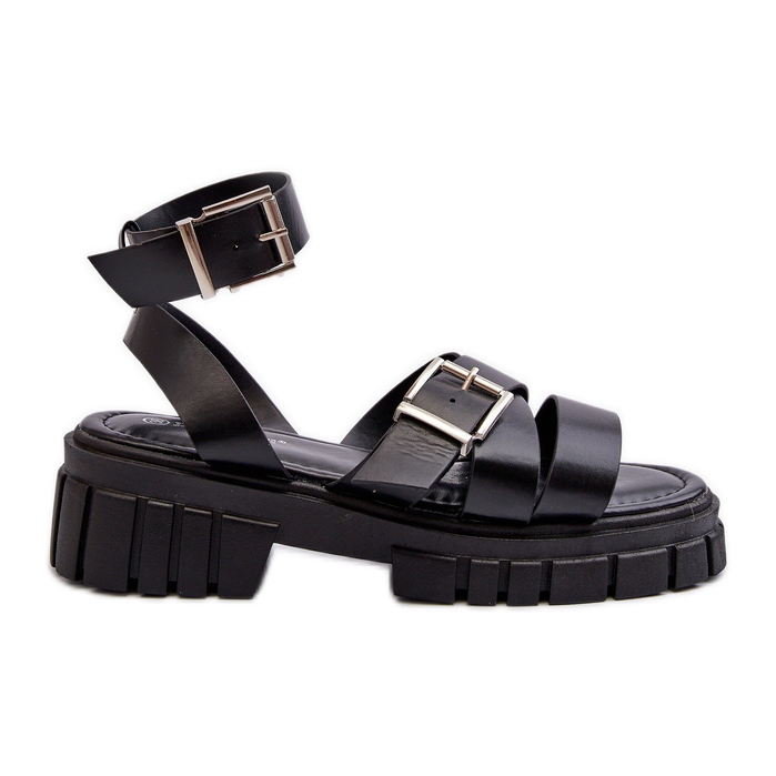 Sandalias Mujer Con Tiras Piel Ecológica Negro Eladira