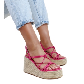 Sandalias cuña Mara rosa oscuro