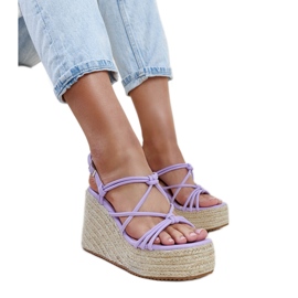 Sandalias cuña Mara moradas violeta