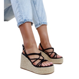 Sandalias cuña Mara negras negro