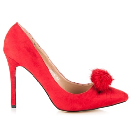 Coco Perla Zapatos de salón con pompón rojo