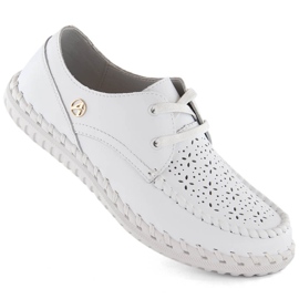 Zapatos mujer piel, mocasines con cordones, blanco Artiker 54C-1520