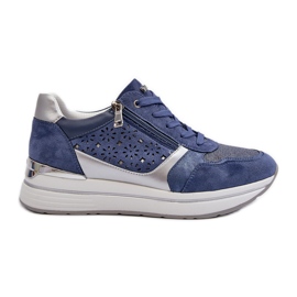 Zapatillas Mujer Plataforma Con Estampado Calado y Purpurina INBLU IN000372 Azul