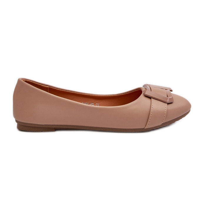 Bailarinas De Piel Ecológica Con Cinturón Y Adorno, Beige Oscuro Cadwenla
