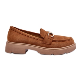 Mocasines Lighas Mujer Ante Ecológico Camel Con Decoración Dorada marrón