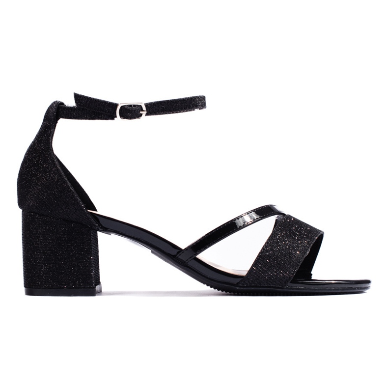 Sandalias tacón alto brillo negro