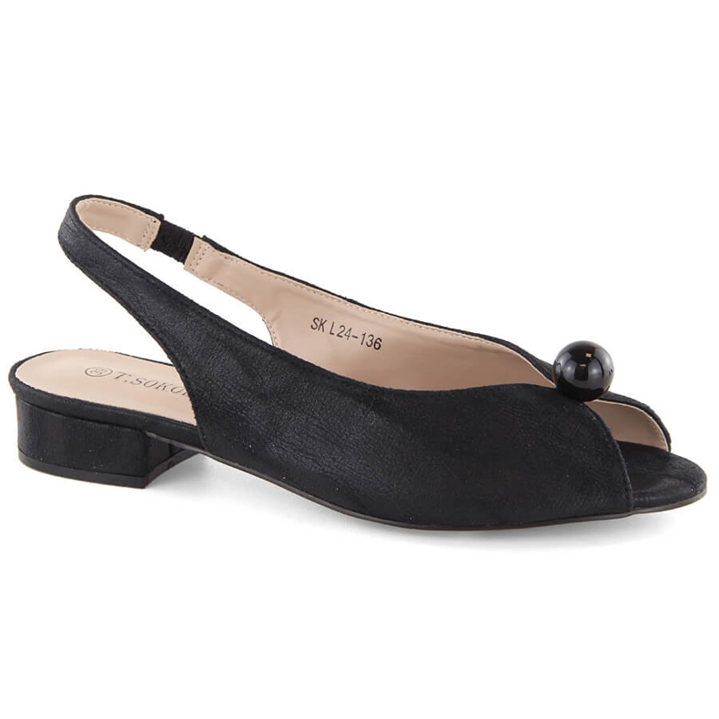 Sandalias de tacón bajo para mujer, negro, T.Sokolski 136