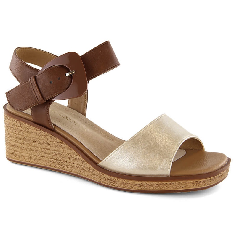 Sandalias cuña mujer con hebilla dorada Sergio Leone SK302 dorado