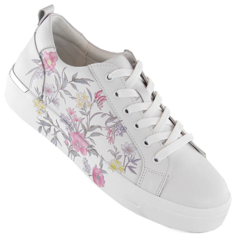 Zapatos de piel, zapatillas deportivas de mujer con flores, Filippo DP6056 blanco Zapatos de piel, zapatillas deportivas de mujer con flores, Filippo DP6056 blanco