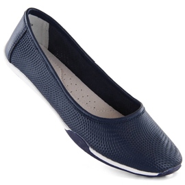 Bailarinas slip-on mujer en piel calada azul marino Filippo DP3681