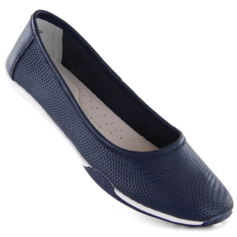 Bailarinas slip-on mujer en piel calada azul marino Filippo DP3681