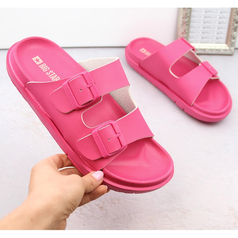 Chanclas de espuma para mujer con hebillas fucsia Big Star NN274A754 rosado