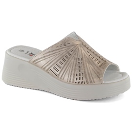 Sandalias cuña mujer piel doradas cómodas S.Barski LR275 dorado