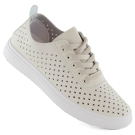 Deportivas mujer caladas beige Sabatina 0819