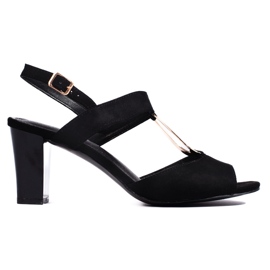 Goodin Sandalias negras de mujer en el post. negro