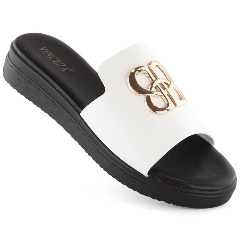 Chanclas de mujer con adorno, blanco Vinceza 73501