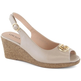Sandalias cuña mujer con adorno beige Vinceza 58300