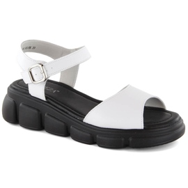 Sandalias cuña mujer piel blanco Vinceza 7884