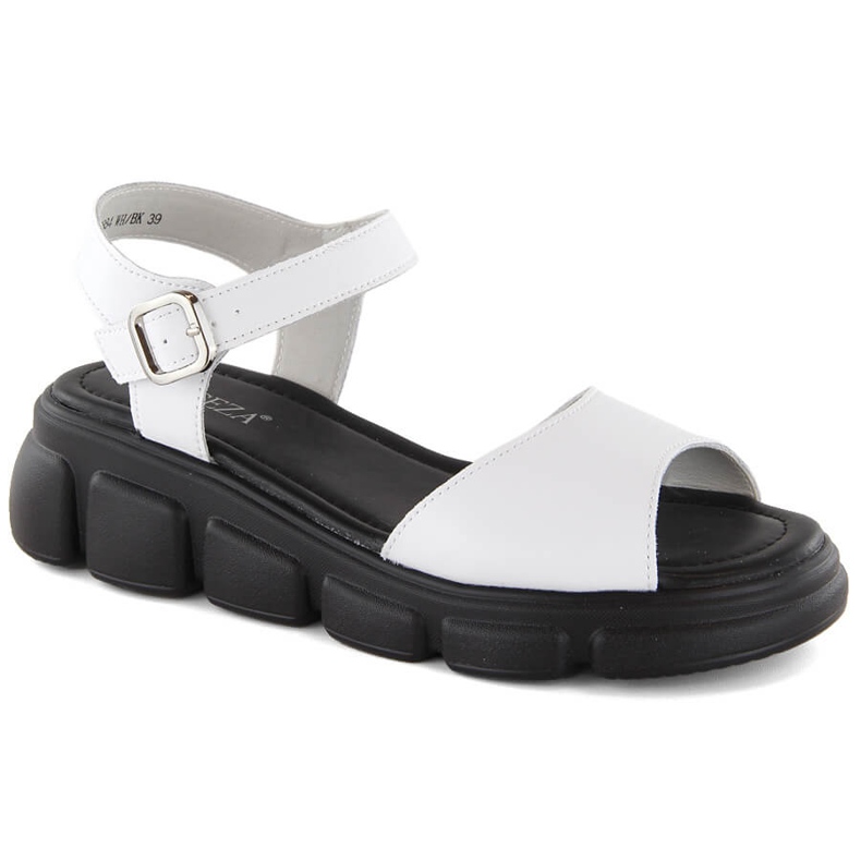 Sandalias cuña mujer piel blanco Vinceza 7884