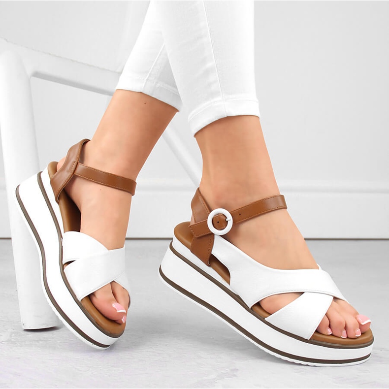 Sandalias cuña mujer blancas Vinceza 17350 blanco