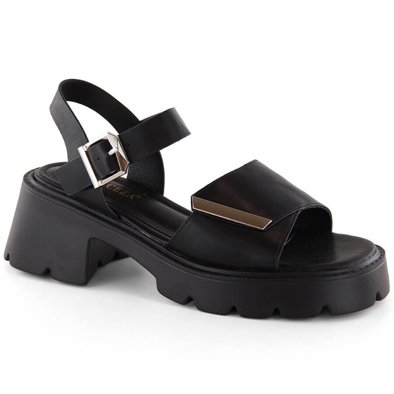Sandalias mujer negro tacón y plataforma Vinceza 36257