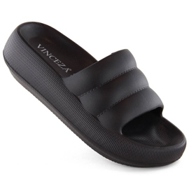 Chanclas de mujer acolchadas con plataforma negra Vinceza 75204 negro