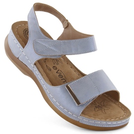 Sandalias cómodas de mujer con velcro, azul eVento 0146