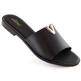 Chanclas de mujer negras de tacón bajo eVento 7736 negro