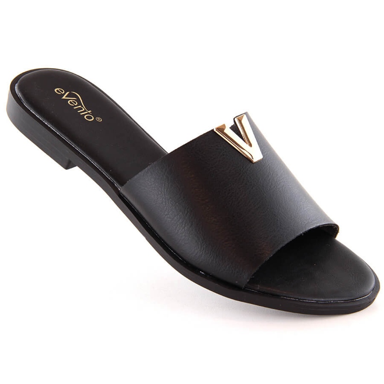 Chanclas de mujer negras de tacón bajo eVento 7736 negro