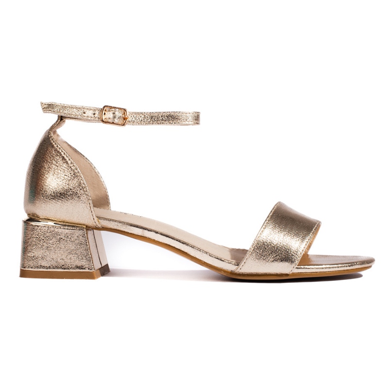 Goodin Sandalias de tacón doradas para mujer. dorado